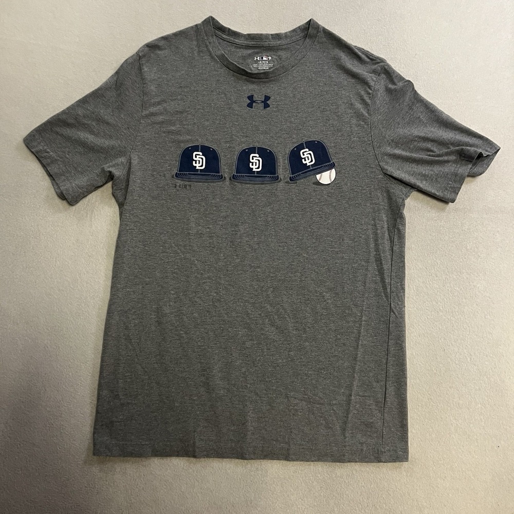 Under Armour Heat  T-Shirt Men's Size Large Gray HeatGear San Diego Padres MLB